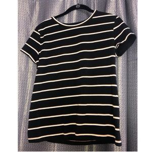 H&M Simple black Tshirt w/ yellow & white stripes